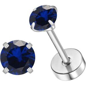 Oct Tourmaline Birthstone Gold Small 3mm CZ Stud Flat Back Earrings